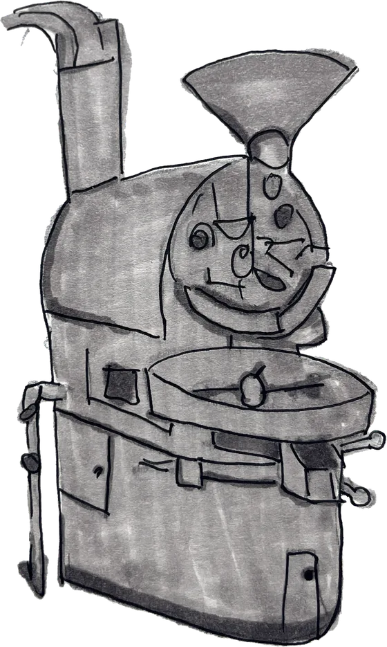 Hand-drawn coffee roaster